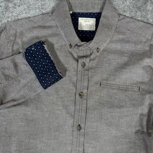 7 Diamonds Shirt Men's Medium Brown Speckled Madewell Long Sleeve Button Up